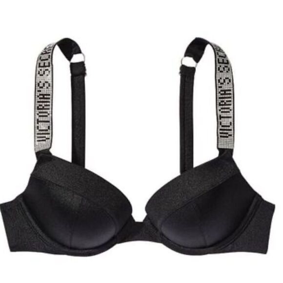 Victorias Secret Swim Shine Strap Sexy Tee Push Up Bikini Top Black - Picture 6 of 9